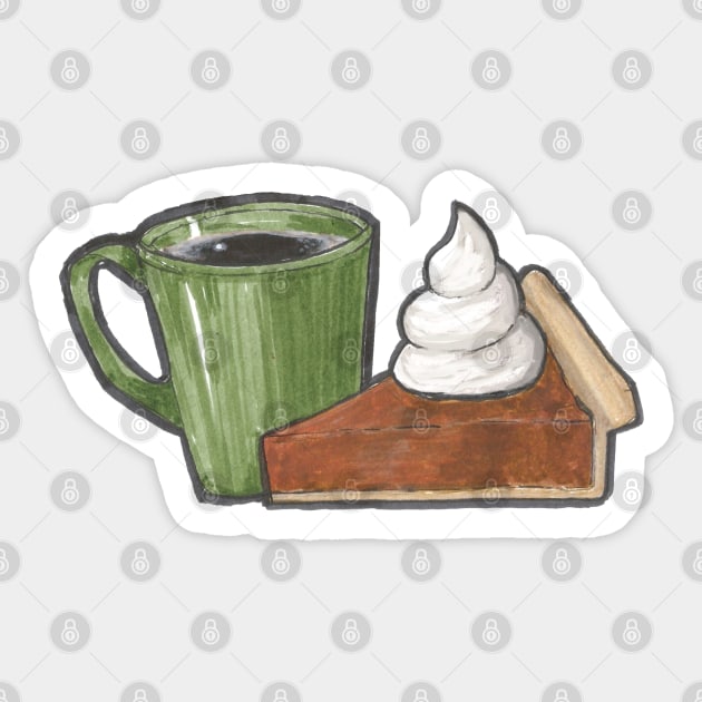 Coffee and Pie Sticker by ReneeDixonArt